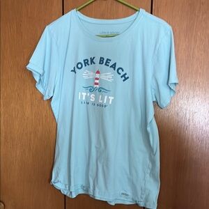 Life Is Good Women's Sky Blue York Beach Tee